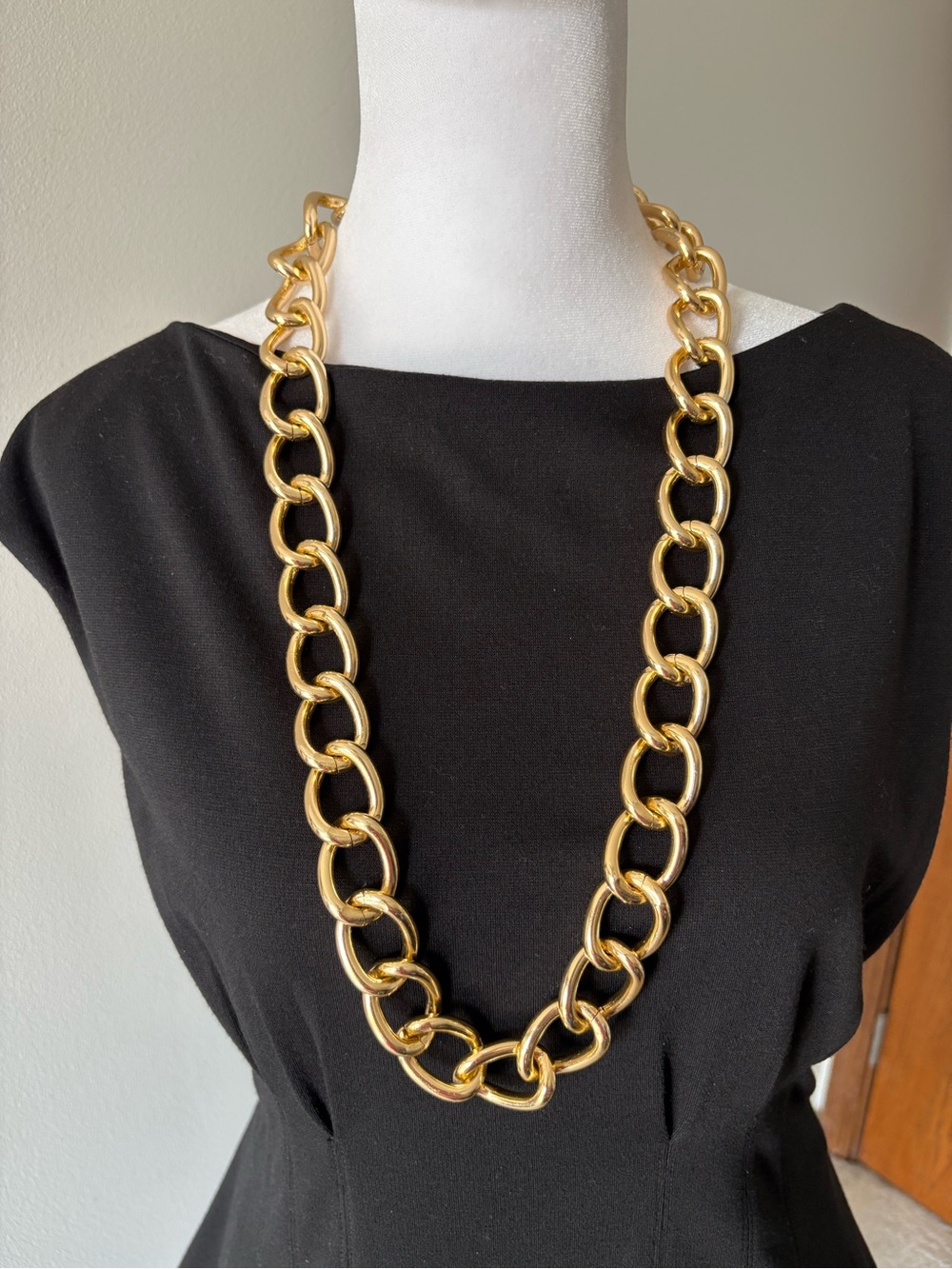 Vintage Heavy Chunky Gold Cable Chain Statement Necklace 32" Maximalist 80s